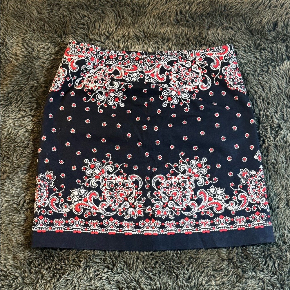 Talbots petite size 80 blue red and white paisley print skirt